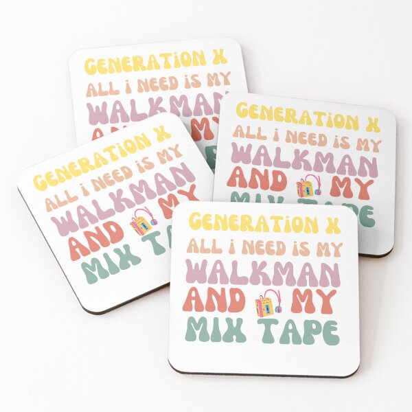 Item preview, Generation X Walkman Mix Tape T-shirt, Retro Pastel typography Graphic Tee designed and sold by Teechuckle.