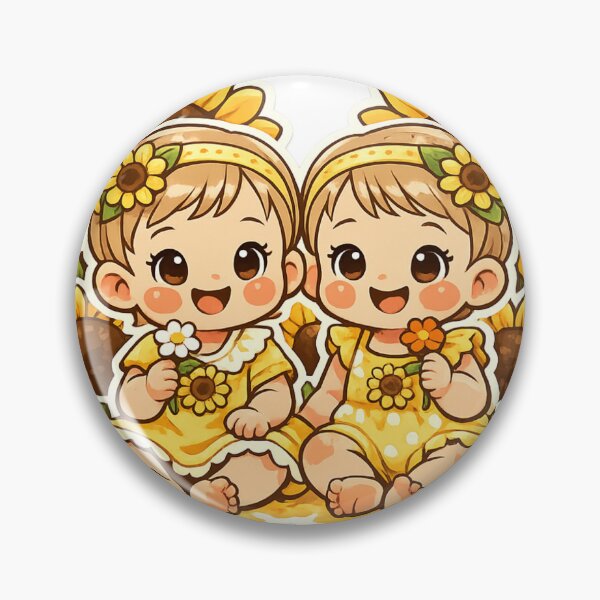 Item preview, Cute Twin Babies with Sunflowers Illustration designed and sold by Reshmakhan.