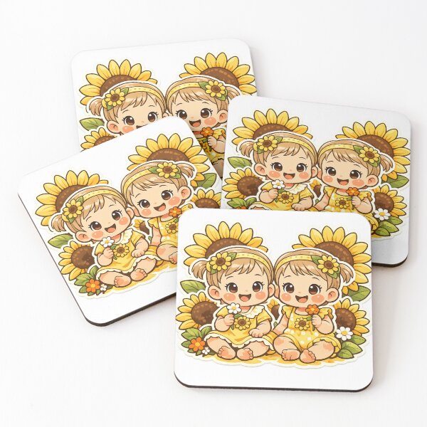 Item preview, Cute Twin Babies with Sunflowers Illustration designed and sold by Reshmakhan.