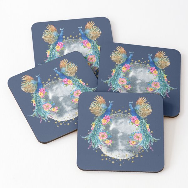 Item preview, Celestial Peacocks — Full Moon Floral Art | Mystical Bird Print designed and sold by ChasingRabbit05.