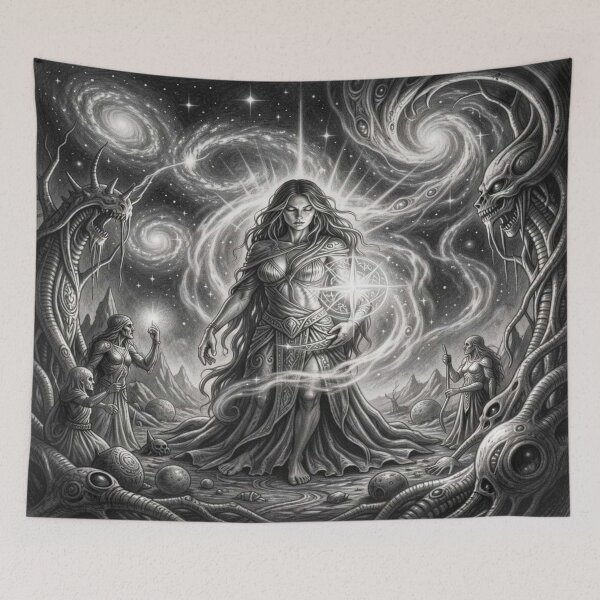 Item preview, Cosmic Ritual Scene inspired by Moebius – Mystical ceremony in the universal energy space designed and sold by FotoworldEdel.