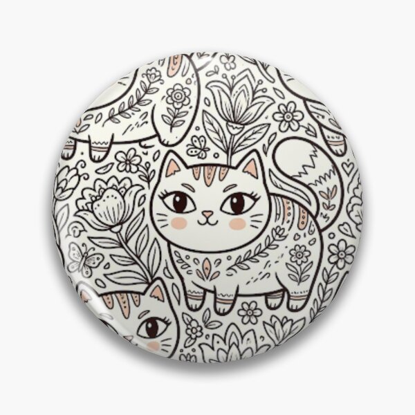 Item preview, Color Your Own Folk Art Cats designed and sold by Iampoji.