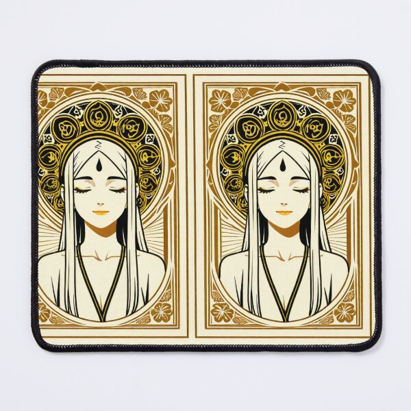 Item preview, Portrait - Spiritual woman closed eyes golden halo designed and sold by AnimeShin.