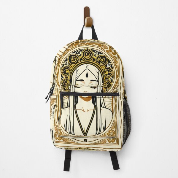 Item preview, Portrait - Spiritual woman closed eyes golden halo designed and sold by AnimeShin.