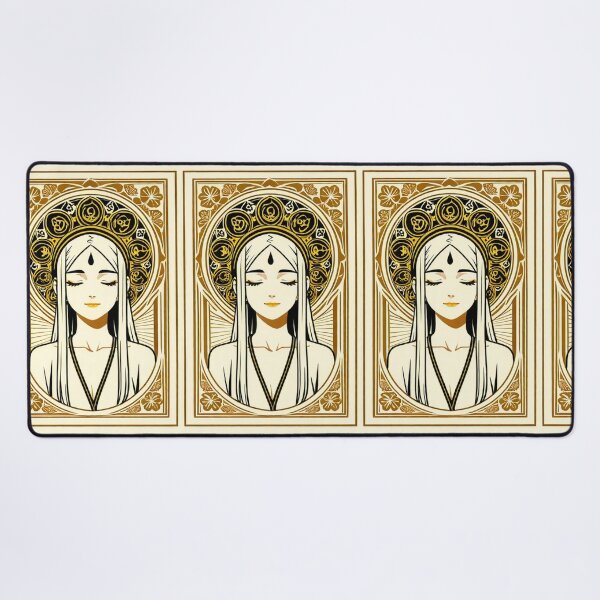 Item preview, Portrait - Spiritual woman closed eyes golden halo designed and sold by AnimeShin.