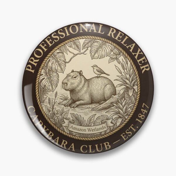 Item preview, Professional Relaxer Capybara Club Humor Badge designed and sold by CalmCapy Co.