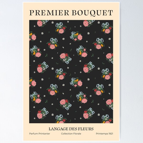 Item preview, Romantic Floral Bouquets – Roses, Peonies, Tulips & Daisies (Black) designed and sold by vaner-vaner.