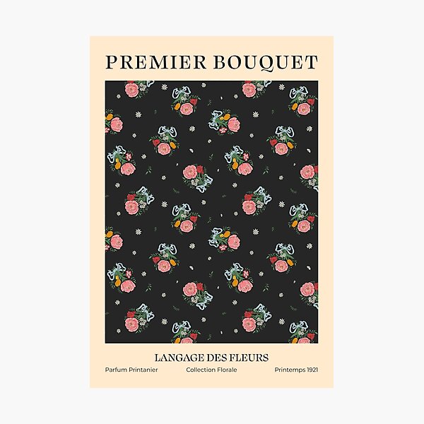Item preview, Romantic Floral Bouquets – Roses, Peonies, Tulips & Daisies (Black) designed and sold by vaner-vaner.