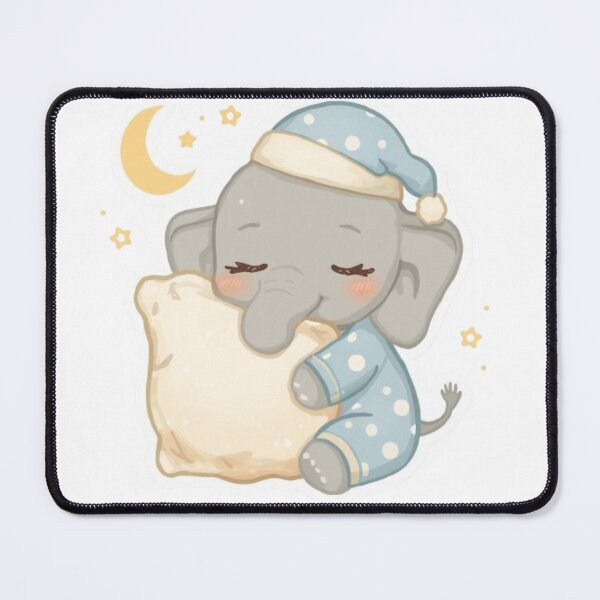 Item preview, A Sleepy Baby Elephant - Kawaii Hugging a Fluffy Pillow designed and sold by DigitfanStudio.