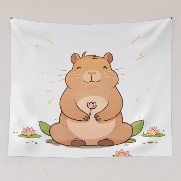 Item preview, Zen Capybara — Meditation Sunrise Kawaii Sticker designed and sold by tommysworks.