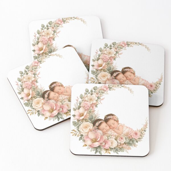 Item preview, Sleeping Twin Babies on Floral Moon designed and sold by Reshmakhan.