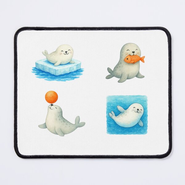 Item preview, Cute Watercolor Seal Sticker Set | 4 Adorable Seal Designs designed and sold by BeaMiciaDoodles.