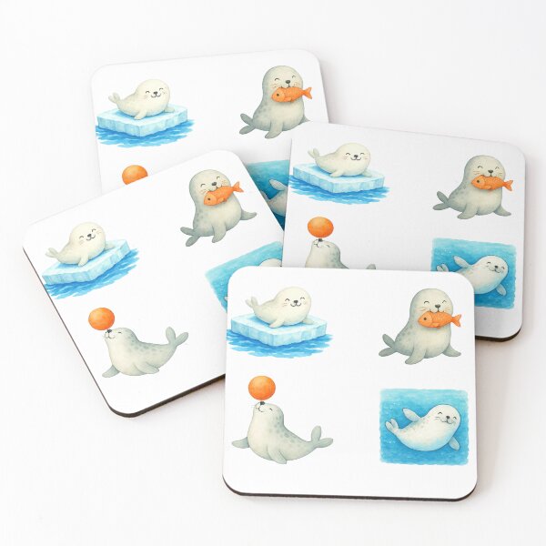 Item preview, Cute Watercolor Seal Sticker Set | 4 Adorable Seal Designs designed and sold by BeaMiciaDoodles.