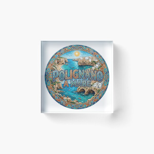 Item preview, Polignano a Mare Coastal Mosaic Travel Sticker designed and sold by Imaginarium of Chaos falcon88 .
