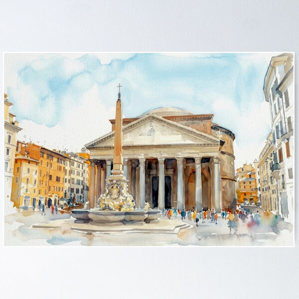 Item preview, Rome Pantheon Watercolor designed and sold by caracatita75.