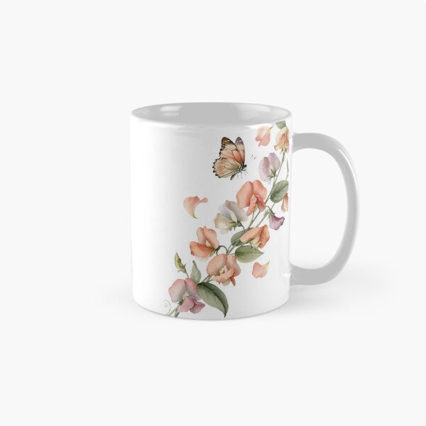 Item preview, Butterfly and Sweet Peas — Soft Pastel Watercolor Floral Art designed and sold by DreamelleStudio.