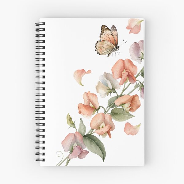 Item preview, Butterfly and Sweet Peas — Soft Pastel Watercolor Floral Art designed and sold by DreamelleStudio.