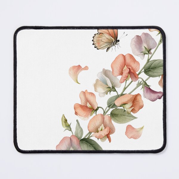 Item preview, Butterfly and Sweet Peas — Soft Pastel Watercolor Floral Art designed and sold by DreamelleStudio.
