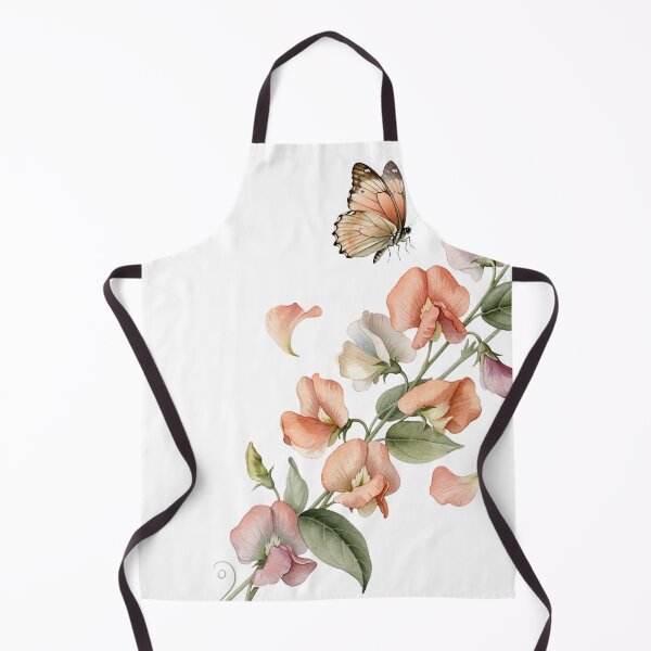 Item preview, Butterfly and Sweet Peas — Soft Pastel Watercolor Floral Art designed and sold by DreamelleStudio.