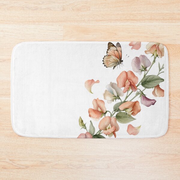 Item preview, Butterfly and Sweet Peas — Soft Pastel Watercolor Floral Art designed and sold by DreamelleStudio.