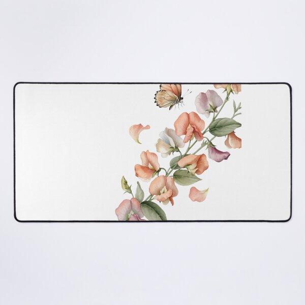 Item preview, Butterfly and Sweet Peas — Soft Pastel Watercolor Floral Art designed and sold by DreamelleStudio.