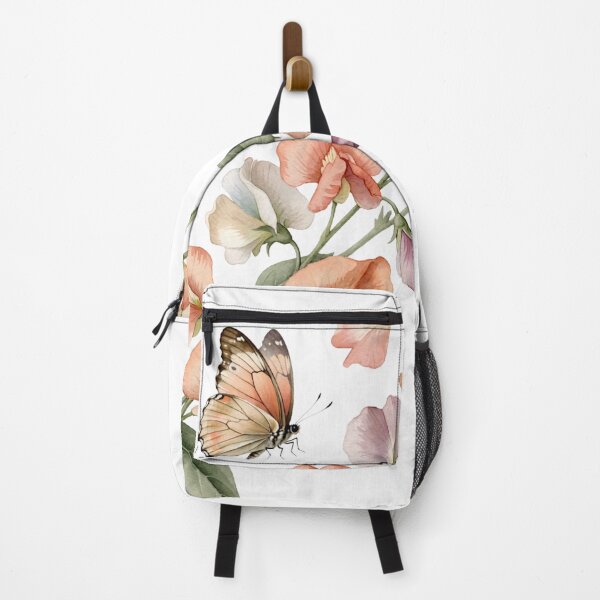 Item preview, Butterfly and Sweet Peas — Soft Pastel Watercolor Floral Art designed and sold by DreamelleStudio.