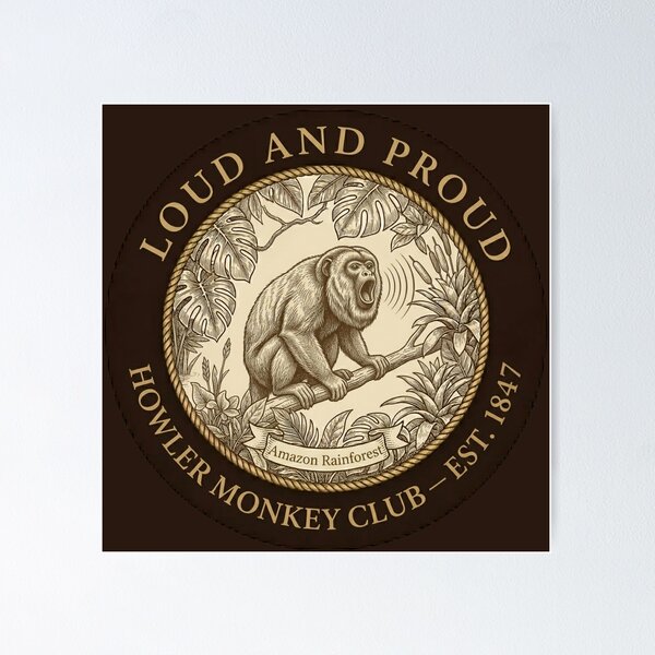 Item preview, Loud and Proud Howler Monkey Club Humor Badge designed and sold by CalmCapy Co.