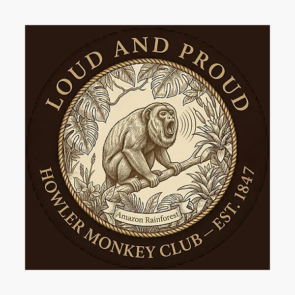 Item preview, Loud and Proud Howler Monkey Club Humor Badge designed and sold by CalmCapy Co.