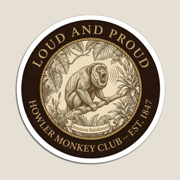 Item preview, Loud and Proud Howler Monkey Club Humor Badge designed and sold by CalmCapy Co.
