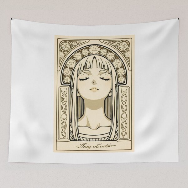 Item preview, Portrait - Woman closed eyes art nouveau sepia frame designed and sold by AnimeShin.