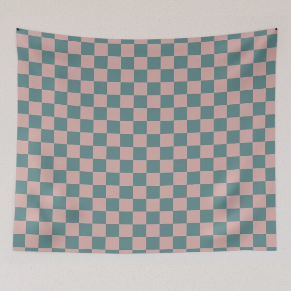 Item preview, Pink & steel teal checkered designed and sold by Mint + Midnight.