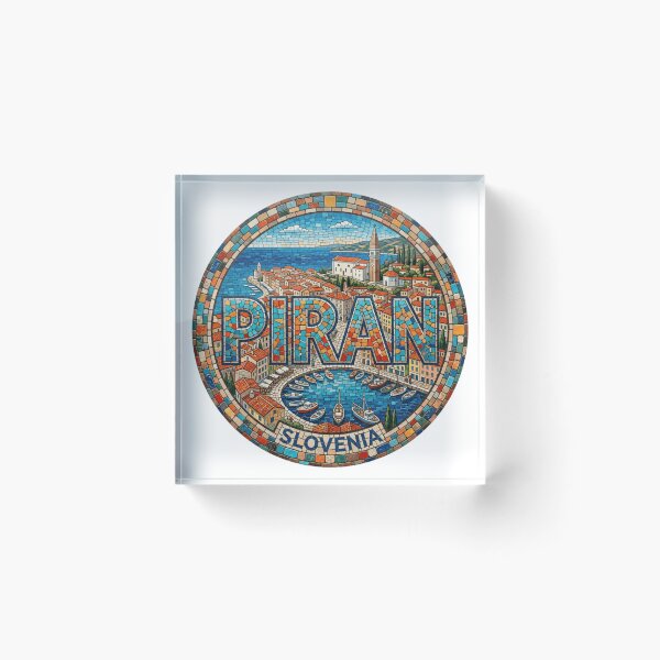 Item preview, Piran Adriatic Harbor Mosaic Travel Sticker designed and sold by Imaginarium of Chaos falcon88 .