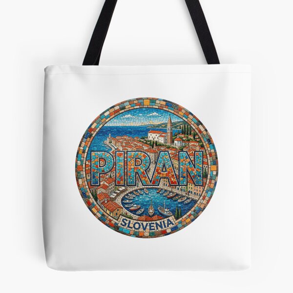 Artikelvorschau, Piran Adriatischer Hafen Mosaik Reiseaufkleber Souvenir Sommerausgabe entworfen und verkauft von Imaginarium of Chaos falcon88 .