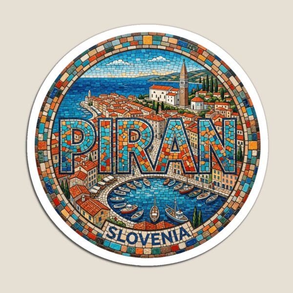 Item preview, Piran Adriatic Harbor Mosaic Travel Sticker Souvenir Summer Edition designed and sold by Imaginarium of Chaos falcon88 .