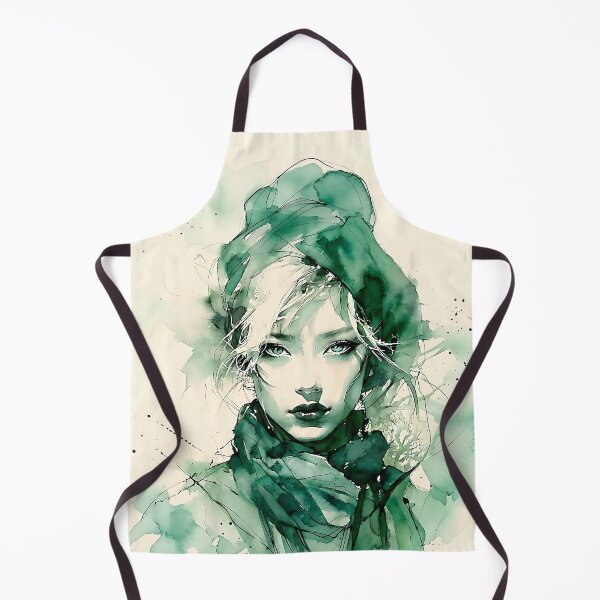Item preview, Emerald Watercolor Portrait: Ethereal Woman in Green designed and sold by ToxicInkArt.