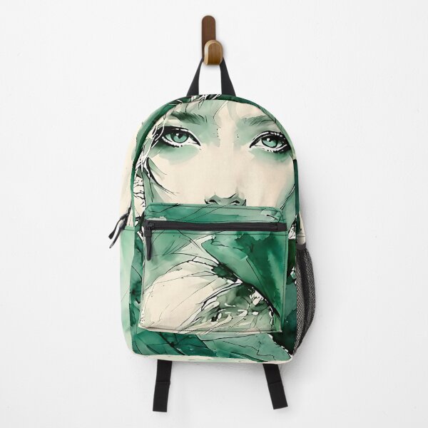 Item preview, Emerald Watercolor Portrait: Ethereal Woman in Green designed and sold by ToxicInkArt.