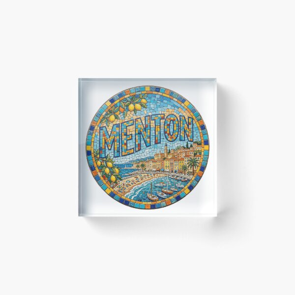 Item preview, Menton Riviera Mosaic Travel Sticker designed and sold by Imaginarium of Chaos falcon88 .