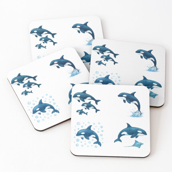 Item preview, Cute Watercolor Orca Sticker Set | 4 Adorable Orca Whale Designs designed and sold by BeaMiciaDoodles.