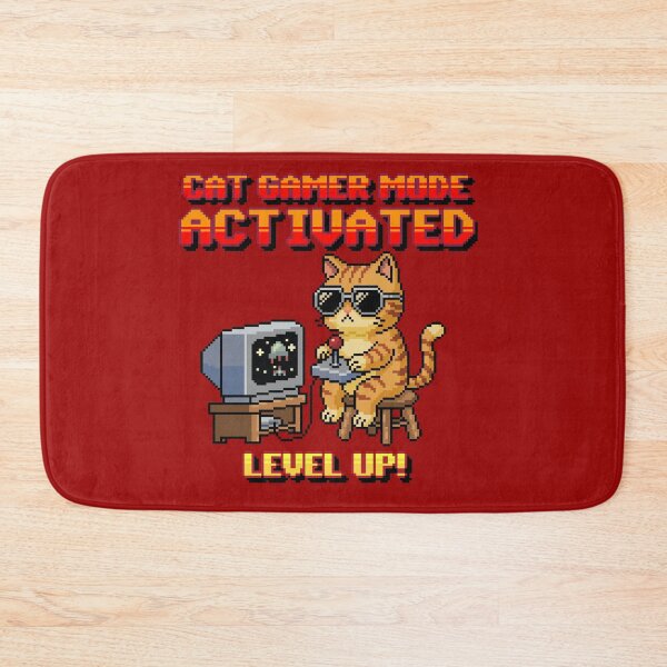 Item preview, Pixel Art Gaming Cat Level Up designed and sold by Coin Inserted.