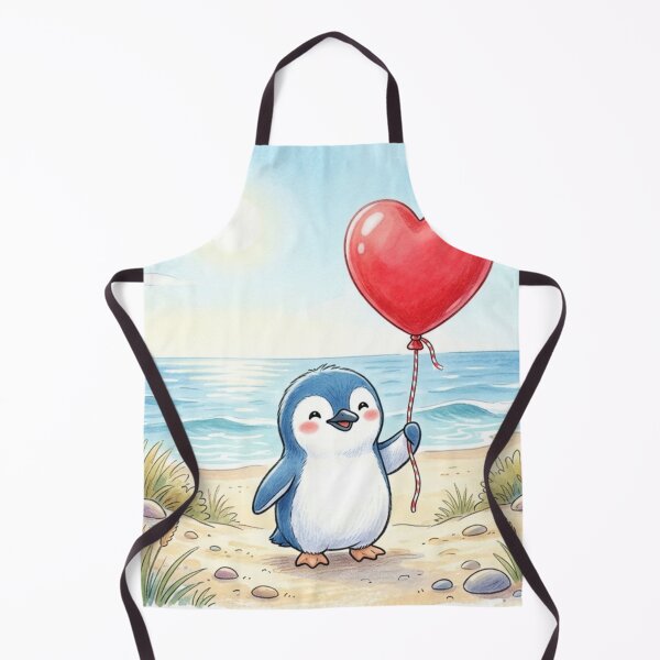 Item preview, cute penguin holding heart balloon designed and sold by veynorastudio.