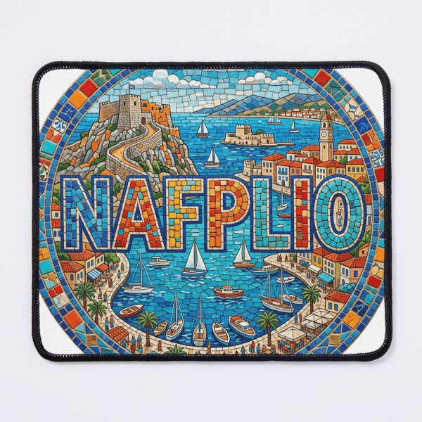 Item preview, Nafplio Greek Harbor Mosaic Travel Sticker designed and sold by Imaginarium of Chaos falcon88 .