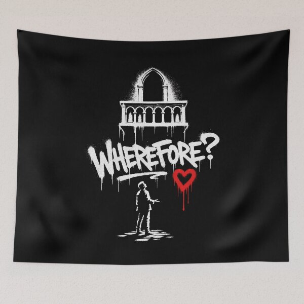 Item preview, Romeo and Juliet Wherefore Stencil Balcony Art designed and sold by Fenay Designs.
