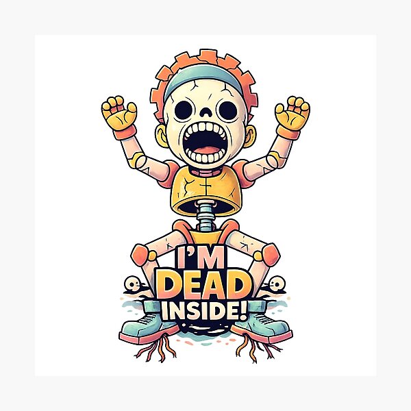 Item preview, I'm Dead Inside Shirt – Funny Skeleton Robot Meme designed and sold by SoftSproutstu.