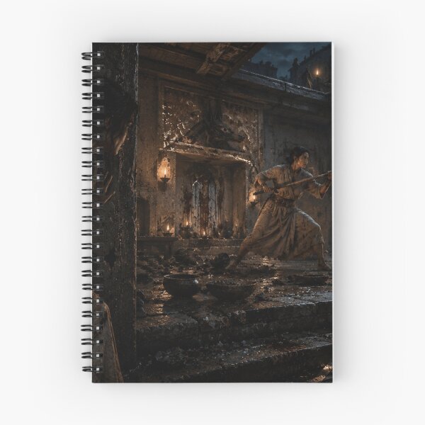 Item preview, Jackal Shrine Duel | Dark Egyptian Mythology Fantasy Art Print designed and sold by Element Horizon Studio.