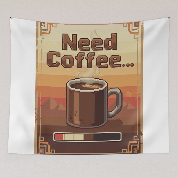 Item preview, Need Coffee... Pixel Art Coffee Lover Retro Gaming Design designed and sold by Coin Inserted.
