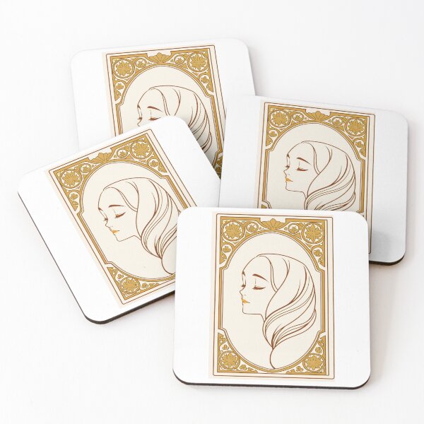 Item preview, Portrait - Woman profile closed eyes golden frame designed and sold by AnimeShin.