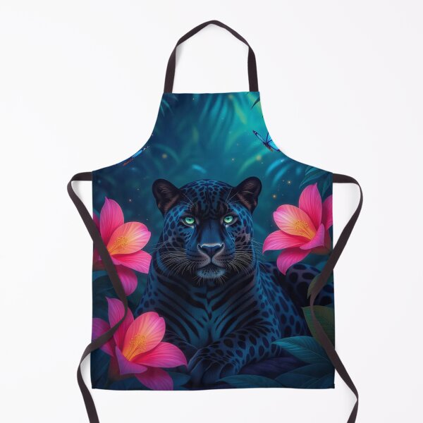 Item preview, Glowing Blue Leopard in Tropical Jungle at Night designed and sold by Pioneer Spirit Market.