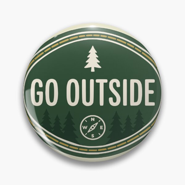 Item preview, Go Outside Vintage Pine Tree Adventure Compass Badge designed and sold by Imaginationbeyond.