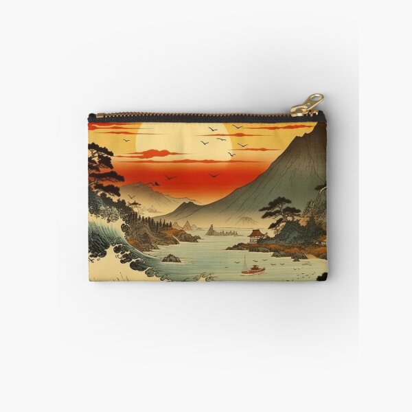 Item preview, Traditional Japanese Illustration - Strong Waves in the River at Sunset designed and sold by DaisukiTokyo.