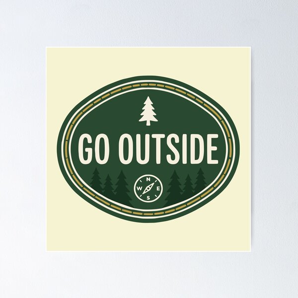 Item preview, Go Outside Vintage Pine Tree Adventure Compass Badge designed and sold by Imaginationbeyond.